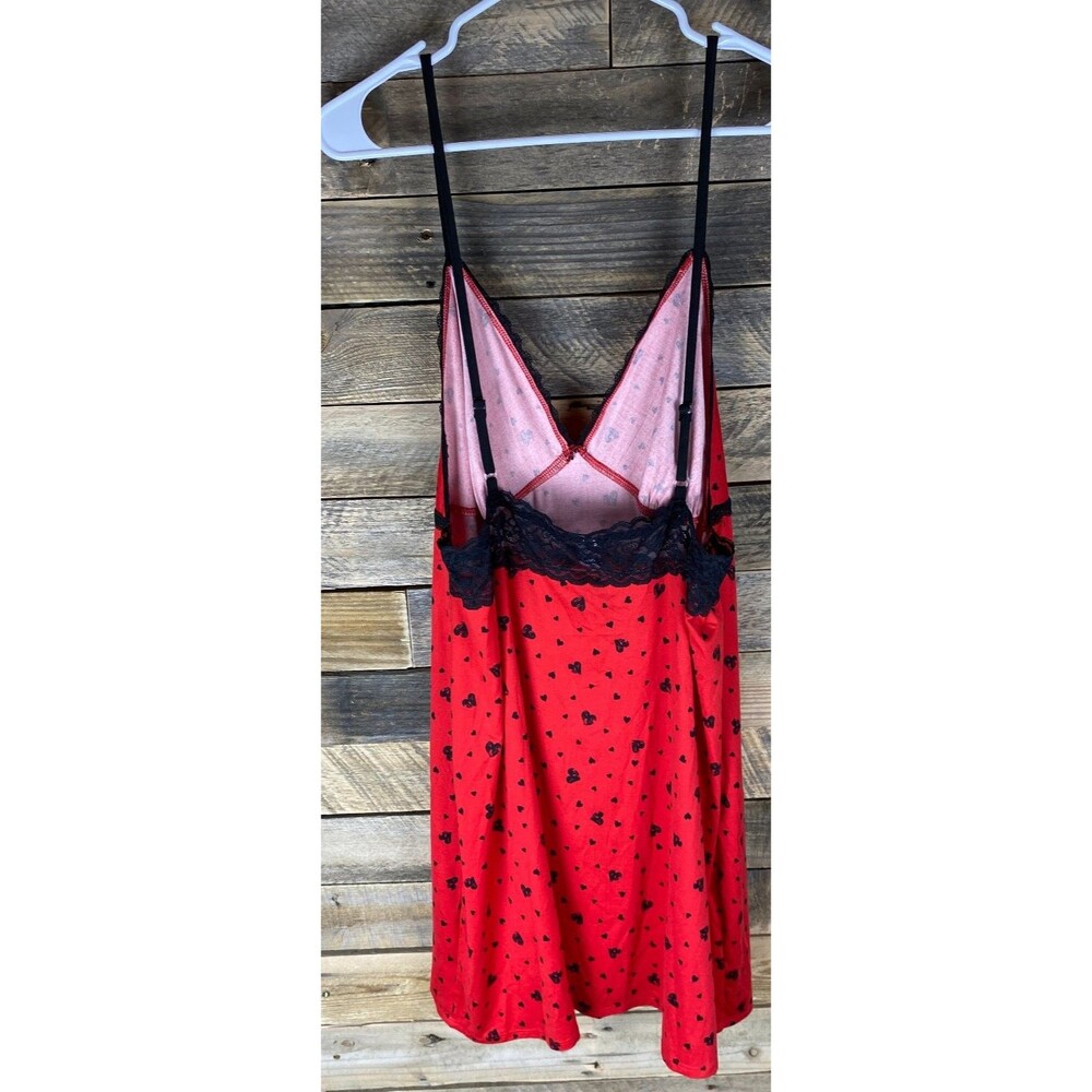 Secret Treasures Sleepwear Women's Plus Sz 2X Red Heart Print Black Lace Trim - Picture 5 of 11